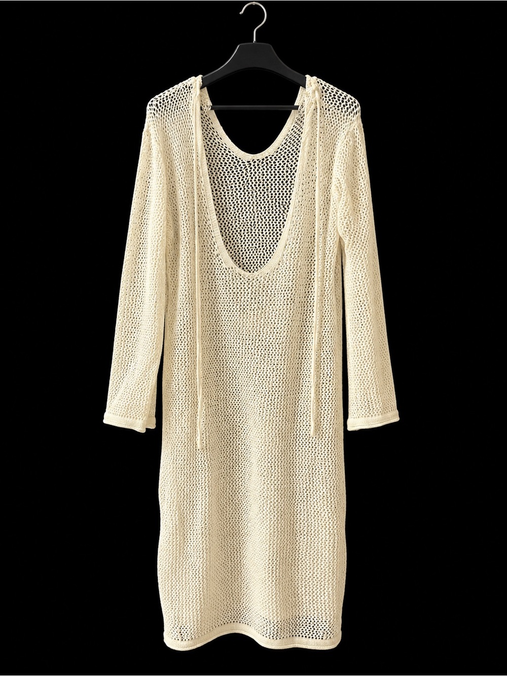Women’s Cream Crochet Beach Cover-Up Dress with Hood